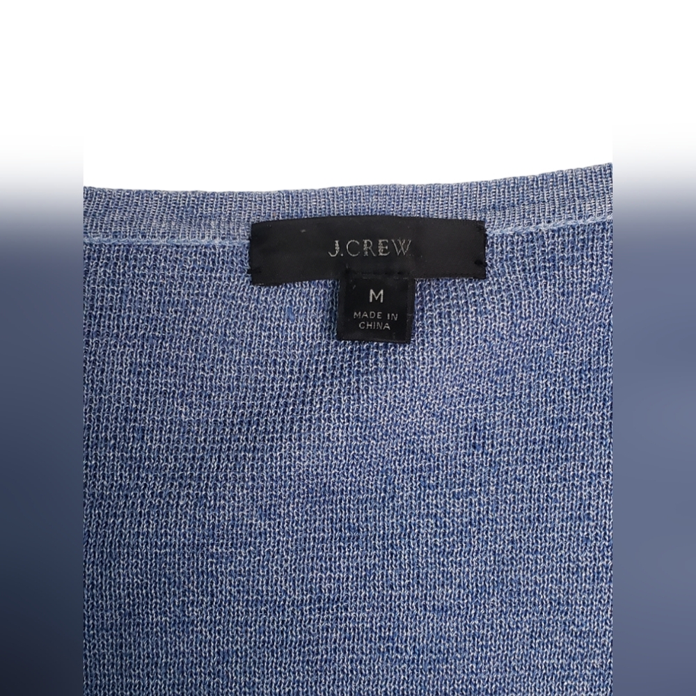 Juliette Collarless Linen Blend Sweater-Blazer Sz M Periwinkle Coastal Preppy - Picture 8 of 11